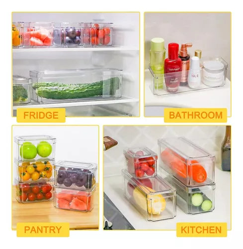 Organizador de Nevera Premium – Set Completo x7 con Tapa | Ahorra Espacio y Evita Desperdicios