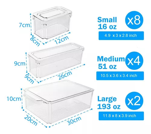 Organizador de Nevera Premium – Set Completo x7 con Tapa | Ahorra Espacio y Evita Desperdicios